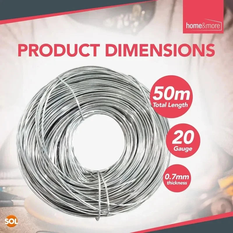 50M Craft Wire – 0.7mm (20 Gauge) Silver Aluminium