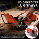 Heavy Duty 56cm  Metal Cantilever Toolbox 5 Tray Tool Box Steel Storage Organiser Red