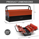 Heavy Duty 56cm  Metal Cantilever Toolbox 5 Tray Tool Box Steel Storage Organiser Red