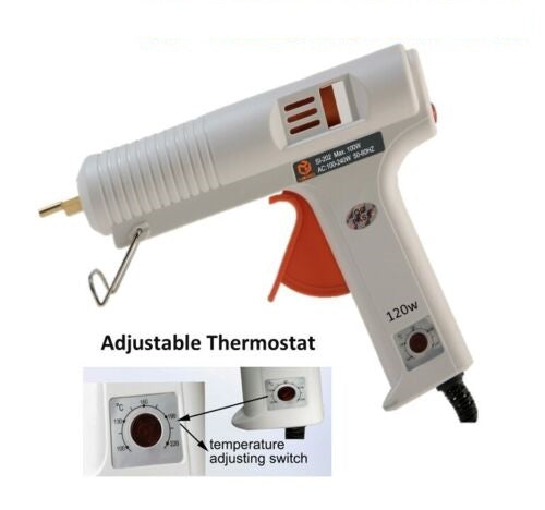 120W KIT Professional Hot Glue Gun With Adjustable Thermostat (With 12 Sticks and Bag)