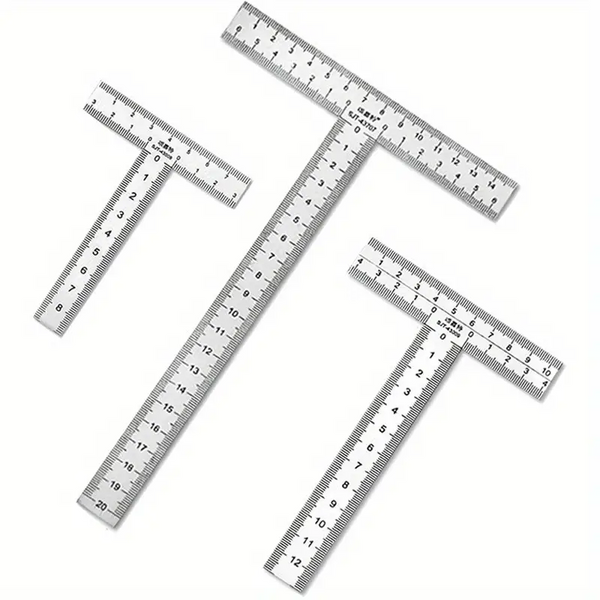 Stainless Steel T-Square Ruler – 90° Right Angle, Thick Scale