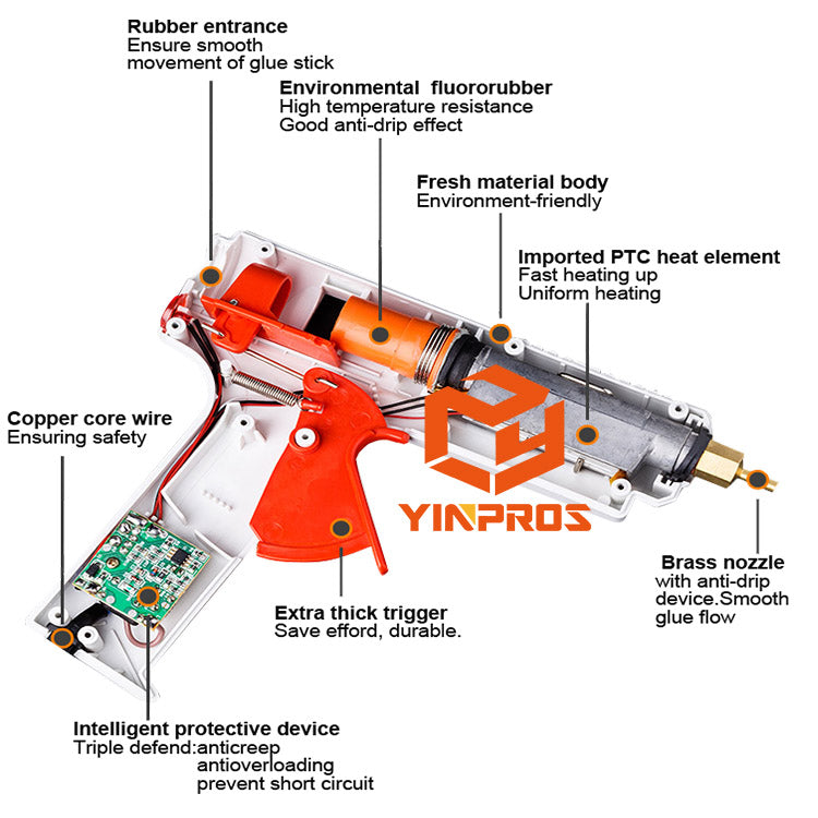 120W Professional Hot Glue Gun With Adjustable Thermostat (With 10 Sticks)