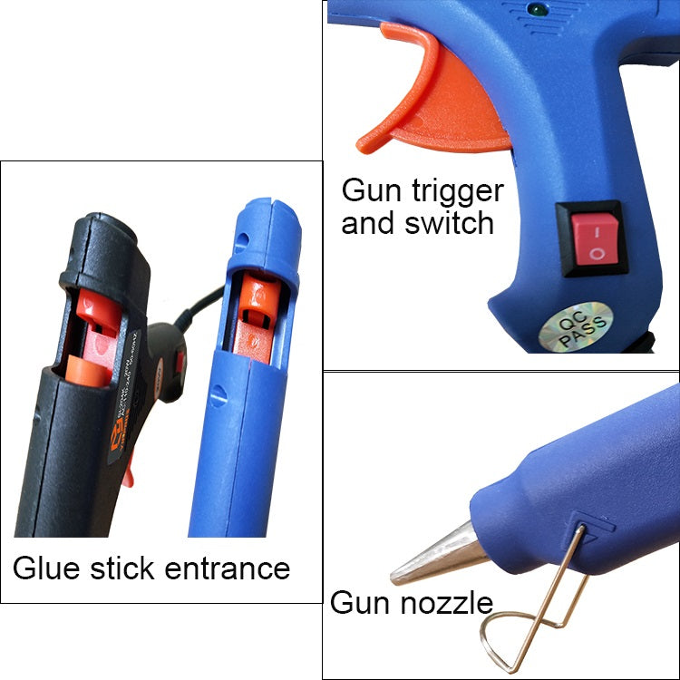 20w blue Mini HOT Glue Gun kit +20 Hot Glue Sticks 7*220mm & kit bag for Craft DIY