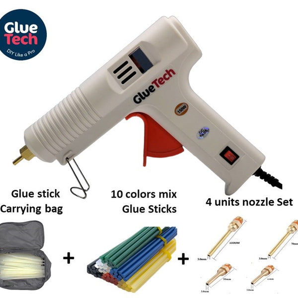 150 Watts Hot Glue Gun with 4 Copper Nozzles Temperature Adjustable Craft  Repair Tool Professional Melting Glue Gun DIY Thermo Tool Include 10Pcs