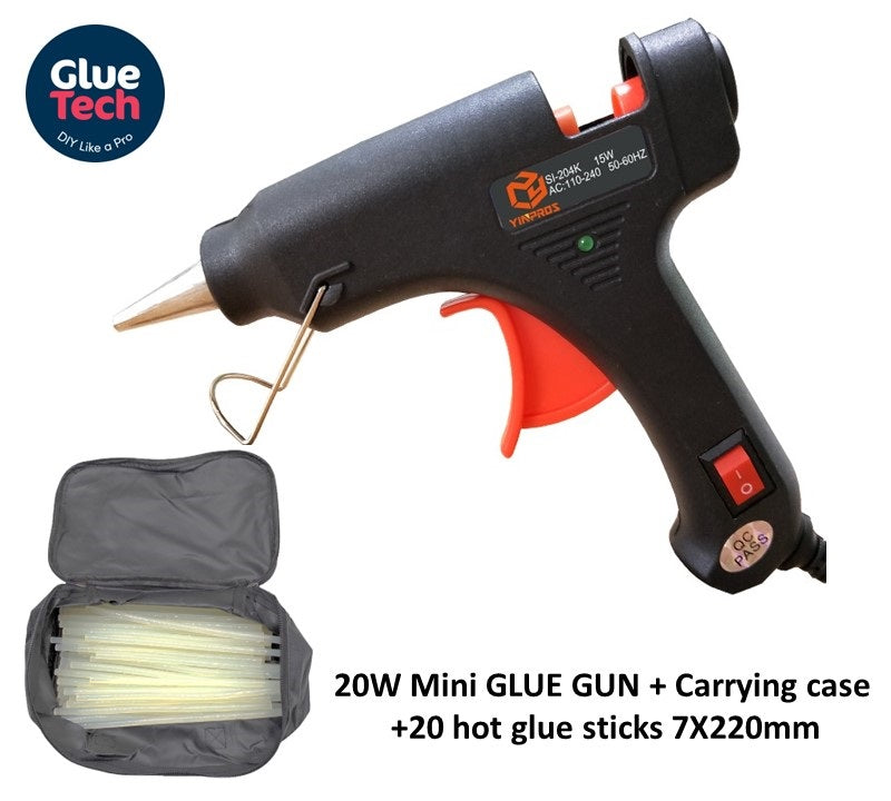 20w black Mini HOT Glue Gun kit +20 Hot Glue Sticks 7*220mm & kit bag for Craft DIY